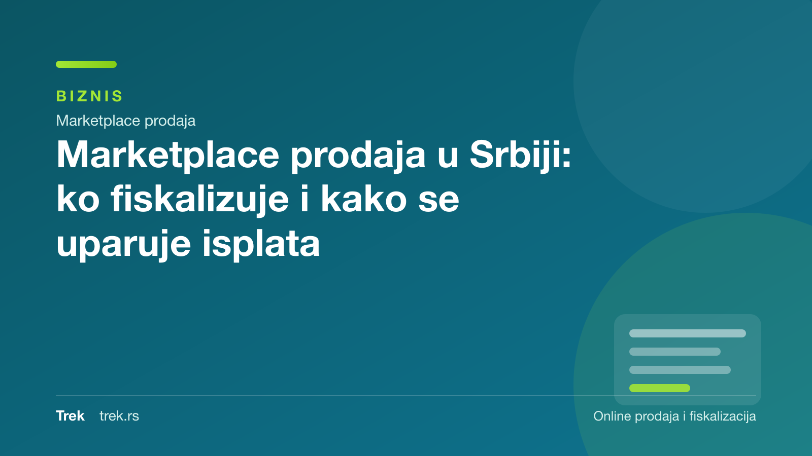 Marketplace prodaja u Srbiji: ko fiskalizuje i kako se uparuje isplata
