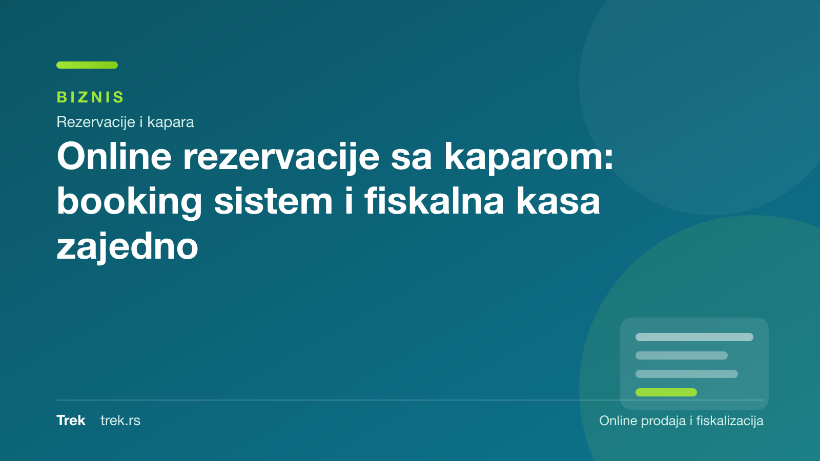 Online rezervacije sa kaparom: booking sistem i fiskalna kasa zajedno