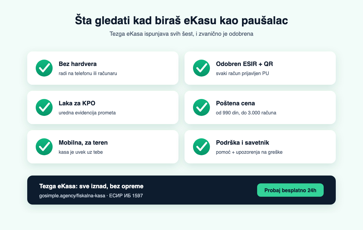 Šta gledati kad biraš eKasu kao paušalac