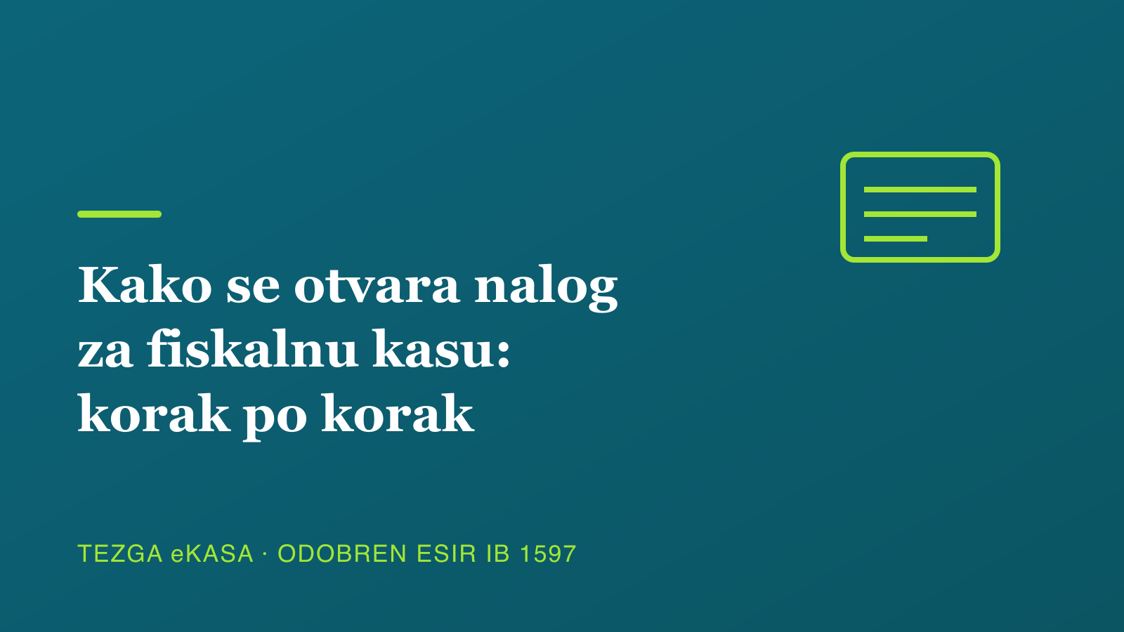 Kako se otvara nalog za fiskalnu kasu: registracija na Tezga eKasi korak po korak