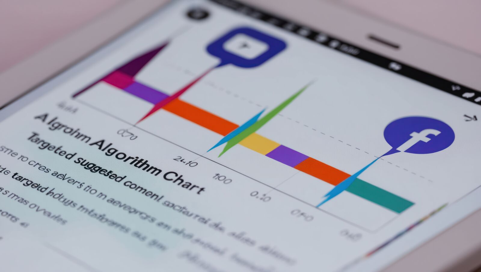 Ekran tableta prikazuje šareni dijagram sa grafikonima i tekstom na beloj pozadini